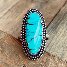 Load image into Gallery viewer, Hubei Turquoise Statement Oval Ring Size 11
