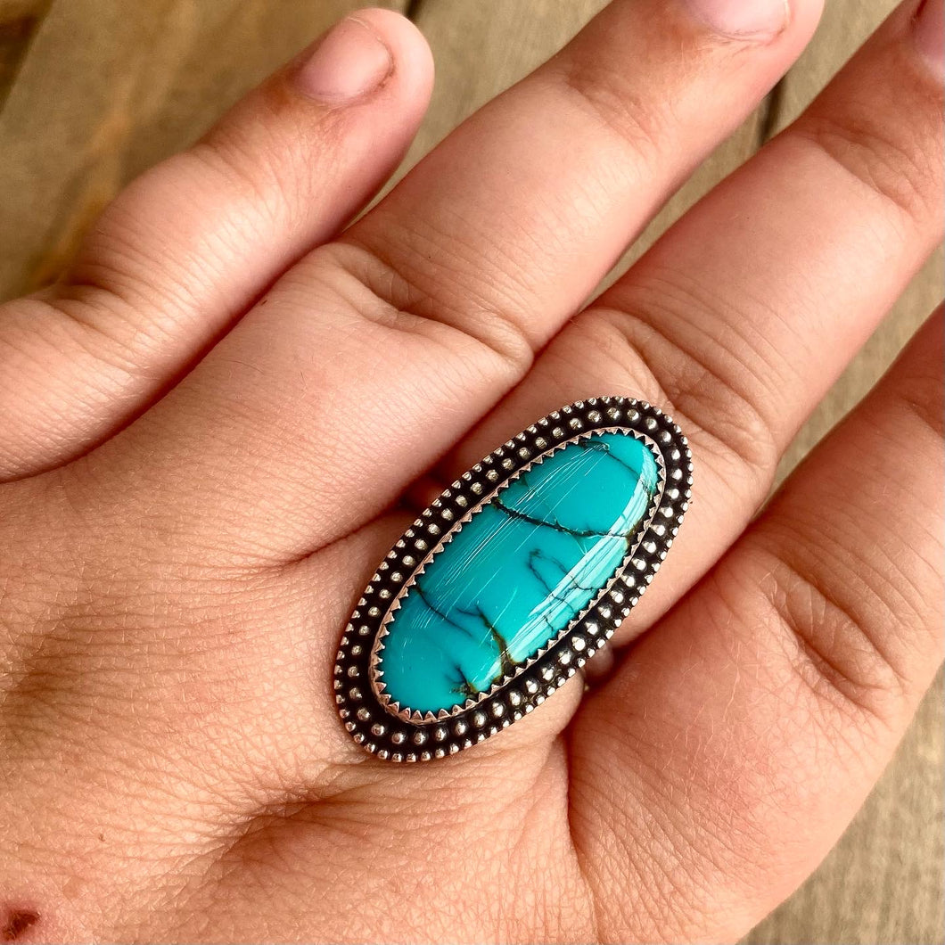 Hubei Turquoise Statement Oval Ring Size 11