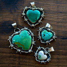 Load image into Gallery viewer, Turquoise Barbed Wire Heart Pendants
