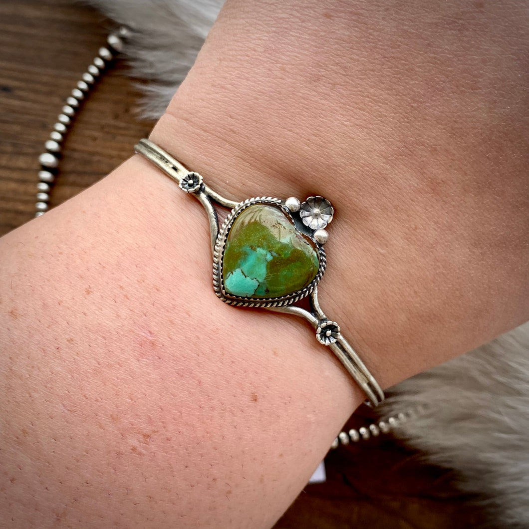 Green Turquoise Heart Cuff